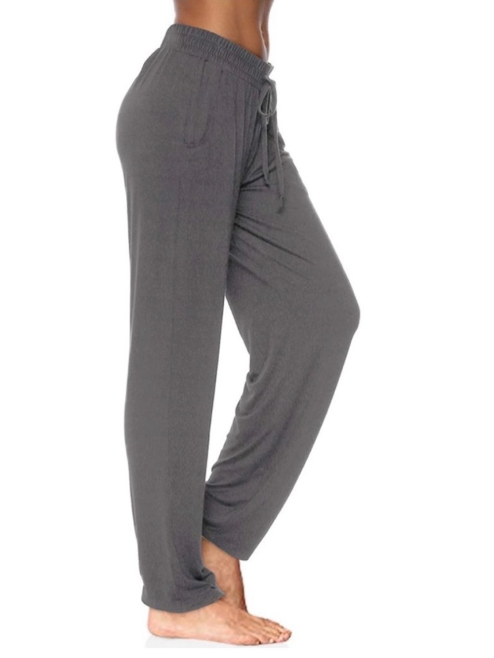 Wide Leg Drawstring Lounge Pants XL – Dark Gray Soft Comfy - Picture 2 of 6